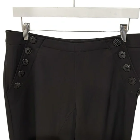 Etcetera Sailor Button Wide Leg Dress Pants SZ 10 Black